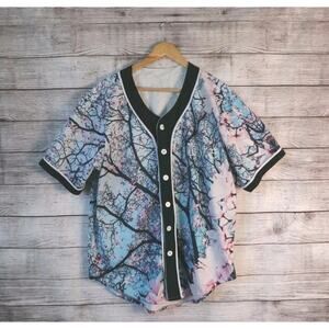 Fresh Hoods Medium Cherry Blossoms Rave Japanese Quiteness Button Shirt Jersey
